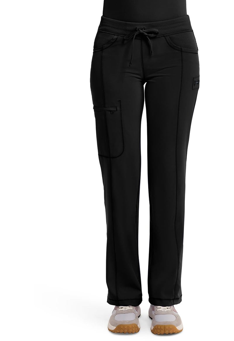 Cherokee Women's Infinity Low-Rise Straight Leg Drawstring Pant, Black, XX-Large - Image 1